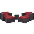 Modway Furniture Convene Outdoor Patio Sectional Set, Espresso Red, 5Pk EEI-1809-EXP-RED-SET